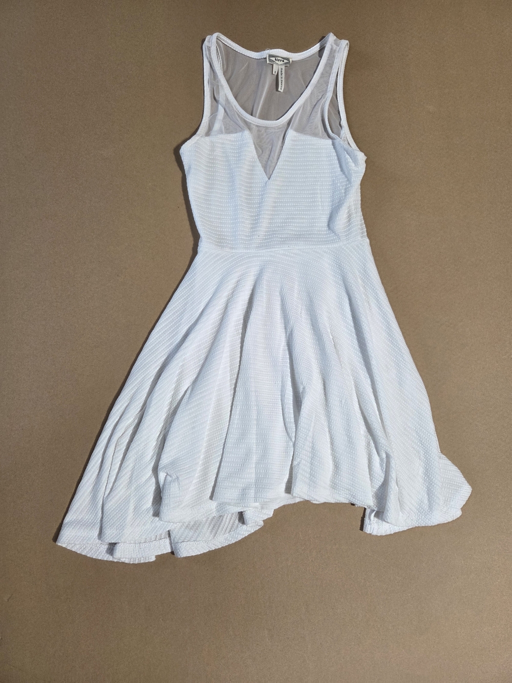 Kirra White Mesh-Panel Fit & Flare Dress Size Small